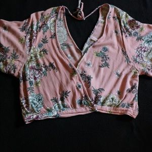 Women’s XL Xhilaration Floral Crop V-Neck Coverup
